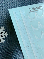 French Tip Nail Decals — White Ombre & Silver Foil Snow Dots | CF - 768 - UASLIDER