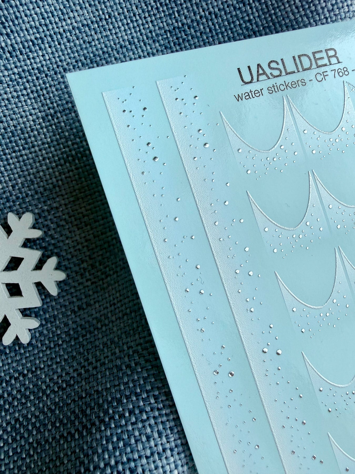 French Tip Nail Decals — White Ombre & Silver Foil Snow Dots | CF - 768 - UASLIDER