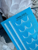 French Tip Nail Decals — White Ombre & Silver Foil Snow Dots | CF - 768 - UASLIDER