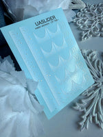 French Tip Nail Decals — White Ombre & Silver Foil Snow Dots | CF - 768 - UASLIDER