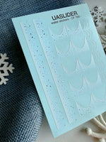 French Tip Nail Decals — White Ombre & Silver Foil Snow Dots | CF - 768 - UASLIDER