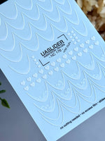 French Tip Nail Decals — White Wave, Ocean & Heart Designs | NC-176 - UASLIDER