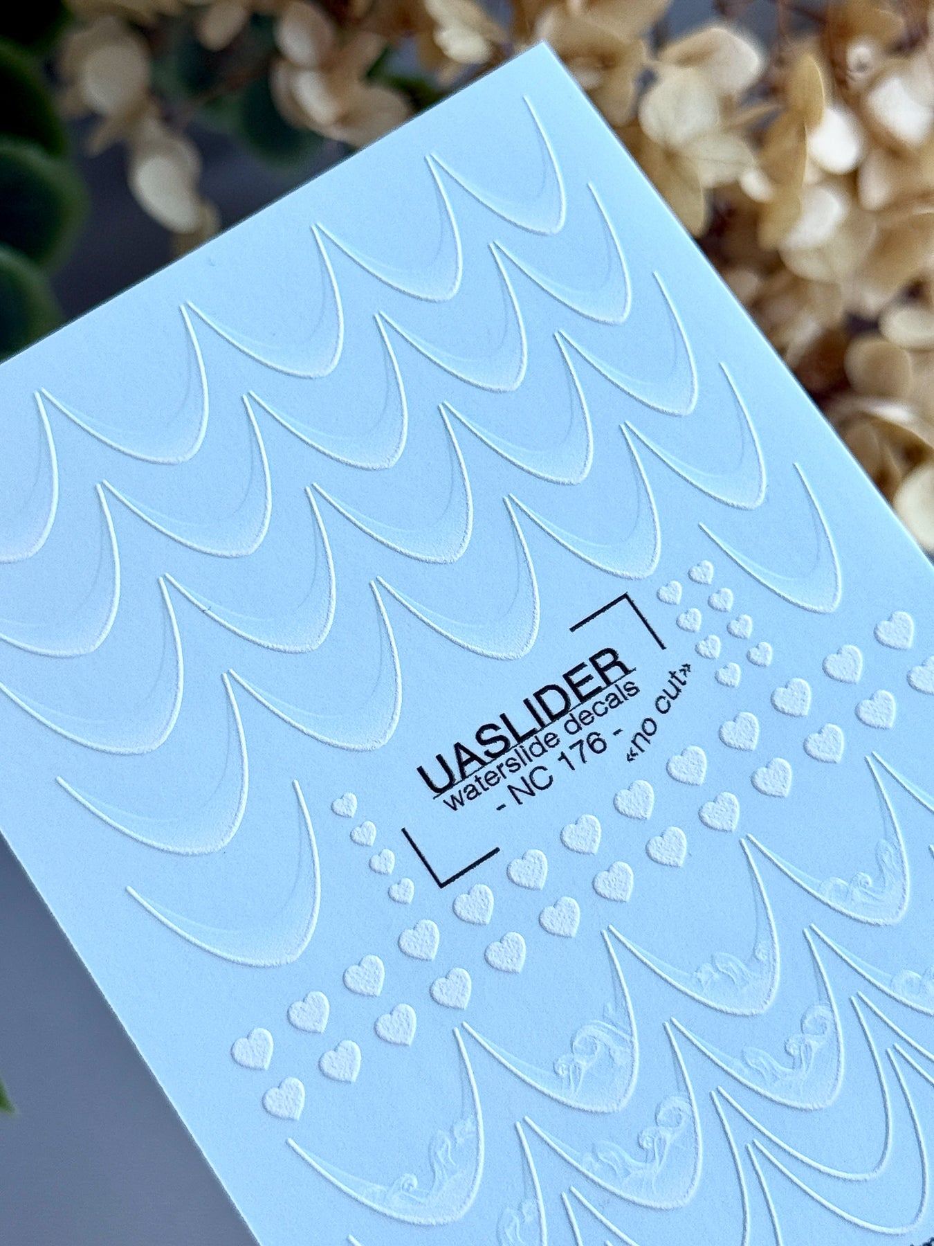 French Tip Nail Decals — White Wave, Ocean & Heart Designs | NC-176 - UASLIDER