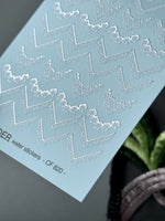 French Tip Nail Stickers — White Lace V - Shape & Floral corners | CF - 820 - UASLIDER