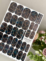 Geometric Manicure Wraps — Dark Teal Marble Lines | mw-360 - UASLIDER