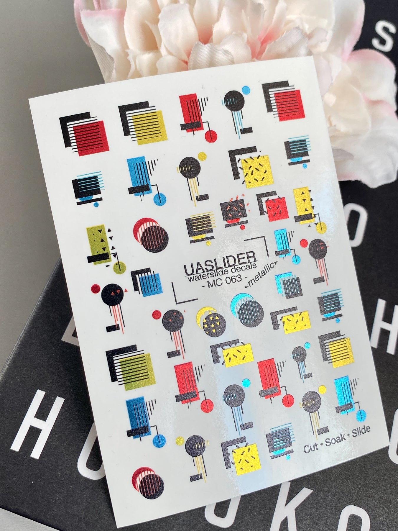 Geometric Nail Decals — Bauhaus Squares, Circles & Lines | MC-063 - UASLIDER