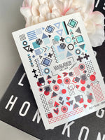 Geometric Nail Decals — Memphis Shapes in Teal & Red | MC-064 - UASLIDER