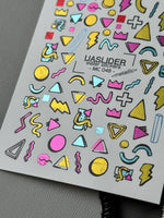 Geometric Nail Decals — Retro Memphis Shapes & Lightning | MC-048 - UASLIDER