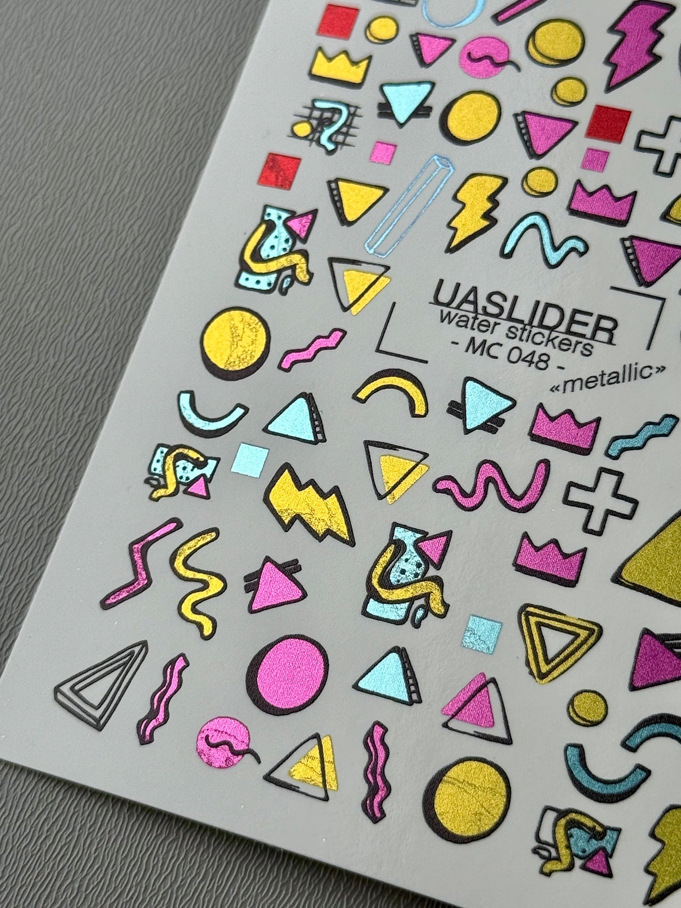 Geometric Nail Decals — Retro Memphis Shapes & Lightning | MC-048 - UASLIDER