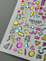 Geometric Nail Decals — Retro Memphis Shapes & Lightning | MC-048 - UASLIDER