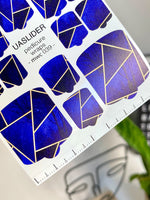 Geometric Pedicure Nail Wraps — Royal Blue & Gold Lines | MWC-039 - UASLIDER