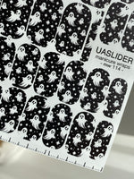 Ghost Halloween Manicure Wraps — Black & White Pattern | mw-114 - UASLIDER
