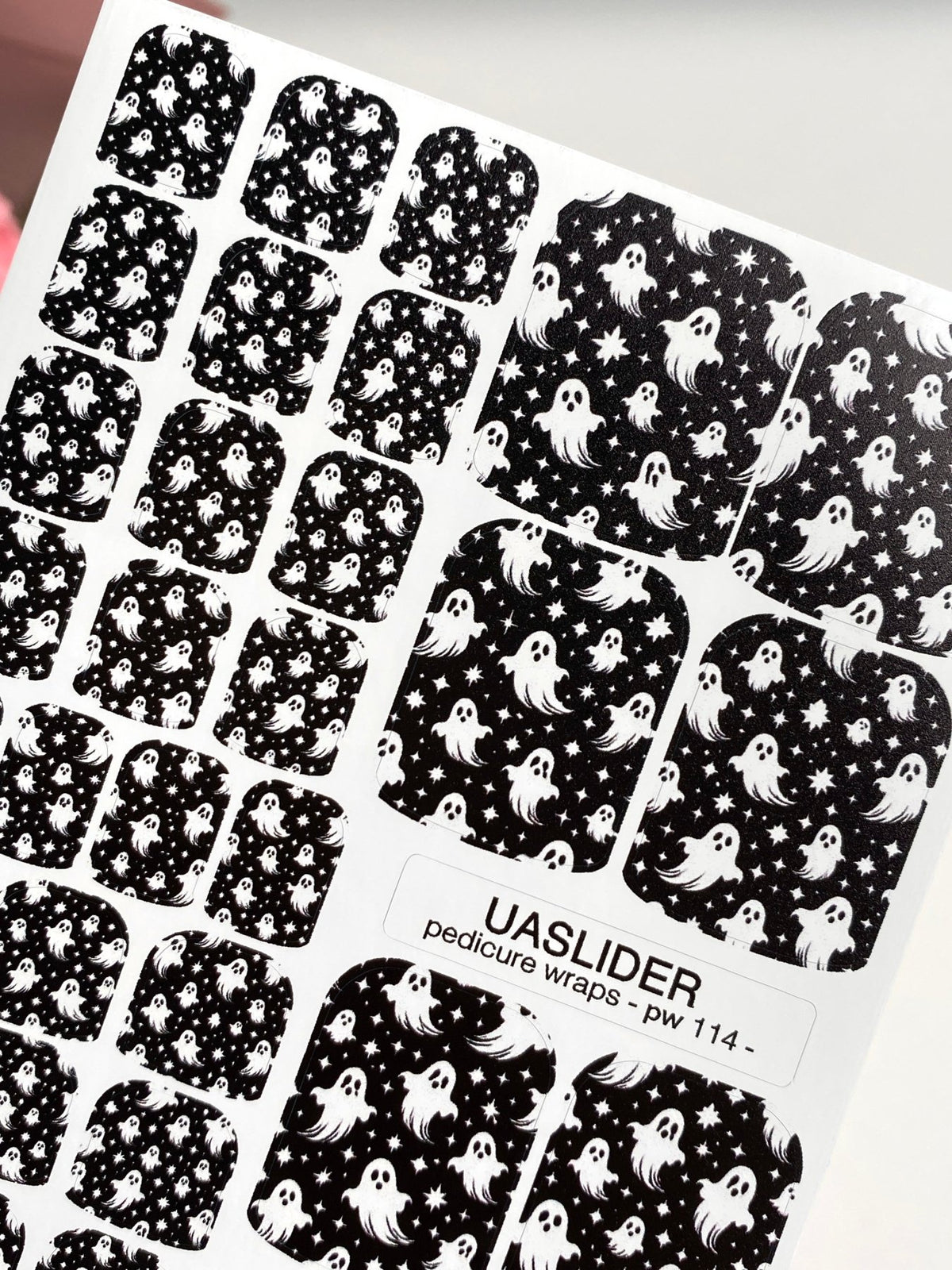 Ghost Pedicure Wraps — Black & White Halloween Print | pw-114 - UASLIDER