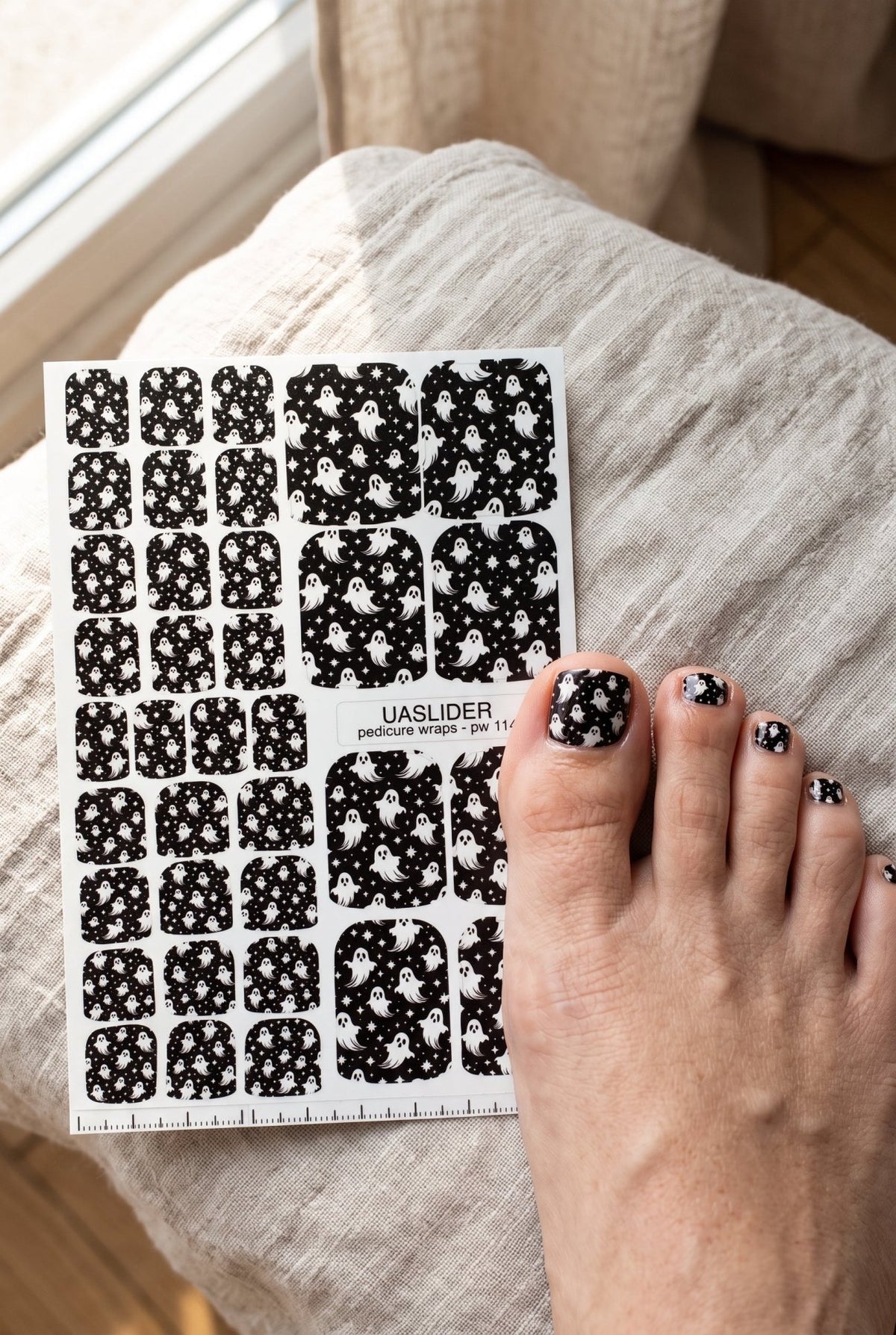 Ghost Pedicure Wraps — Black & White Halloween Print | pw-114 - UASLIDER