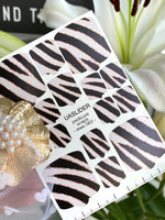 Glam Zebra Pedicure Nail Wraps — Black, Blush & Rose Gold Stripes | MWC-063 - UASLIDER