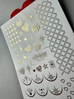 Gold Foil Nail Decals — Hearts, Stars, Moons & Lace | Fg - 271 - UASLIDER