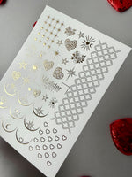 Gold Foil Nail Decals — Hearts, Stars, Moons & Lace | Fg - 271 - UASLIDER