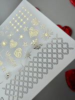 Gold Foil Nail Decals — Hearts, Stars, Moons & Lace | Fg - 271 - UASLIDER