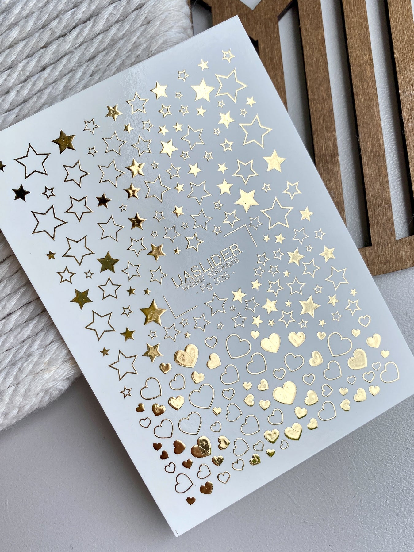 Gold Foil Nail Decals — Stars & Hearts Stickers | Fg-325 - UASLIDER