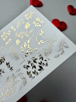 Gold Nail Decals — Botanical Leaves & Branch Gold Foil Art | Fg - 276 - UASLIDER
