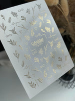 Gold Nail Decals — Botanical Sprigs, Hearts & Love Script | Fg - 037 - UASLIDER
