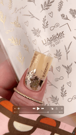Gold Nail Decals — Botanical Sprigs, Hearts & Love Script | Fg - 037 - UASLIDER