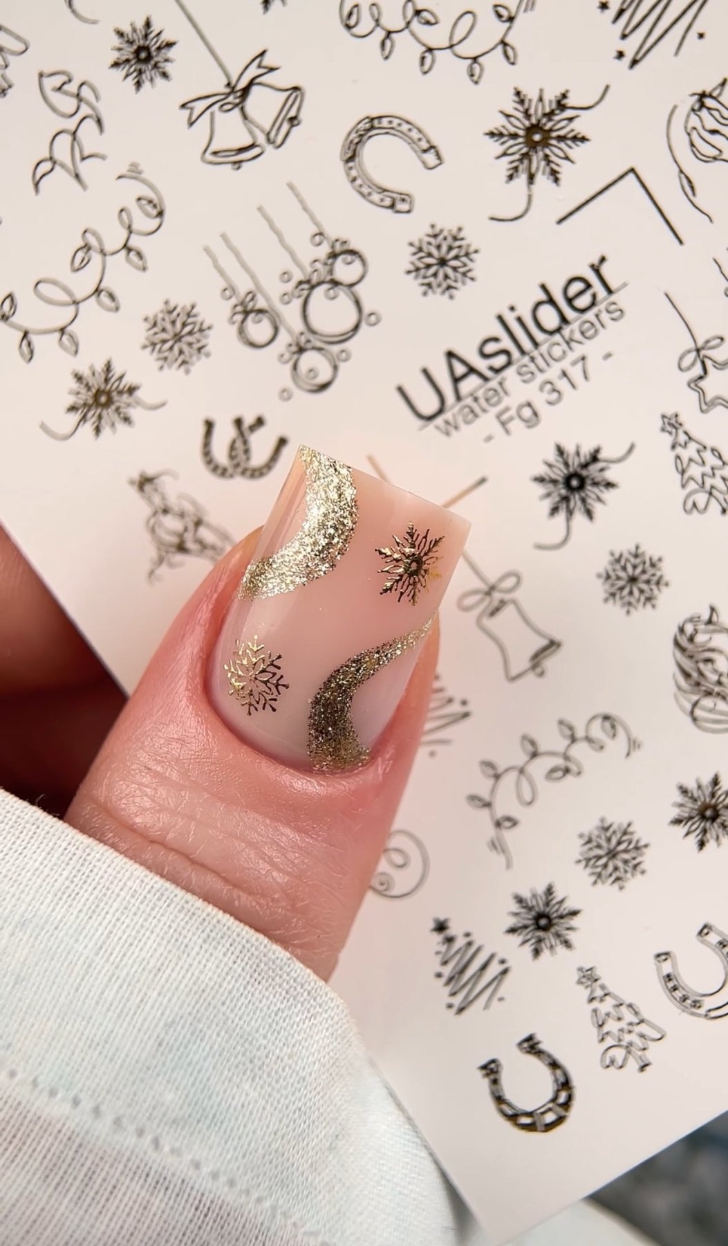 Gold Nail Decals — Horse, Horseshoe & Snowflake Line Art | Fg - 317 - UASLIDER