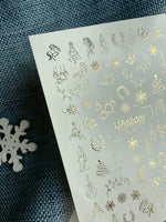 Gold Nail Decals — Horse, Horseshoe & Snowflake Line Art | Fg - 317 - UASLIDER