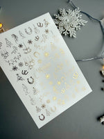 Gold Nail Decals — Horse, Horseshoe & Snowflake Line Art | Fg - 317 - UASLIDER