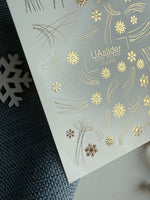 Gold Nail Decals — Snowflakes & Abstract Lines Gold Foil | Fg - 303 - UASLIDER