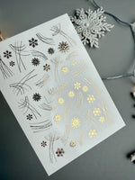 Gold Nail Decals — Snowflakes & Abstract Lines Gold Foil | Fg - 303 - UASLIDER