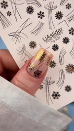 Gold Nail Decals — Snowflakes & Abstract Lines Gold Foil | Fg - 303 - UASLIDER