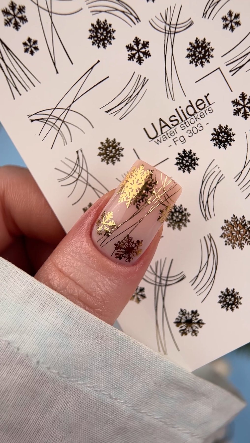 Gold Nail Decals — Snowflakes & Abstract Lines Gold Foil | Fg - 303 - UASLIDER