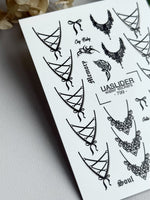 Gothic Lace Nail Decals — Corset Lines Bows Dark Script | 799 - UASLIDER
