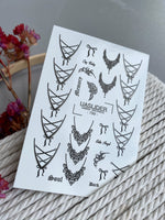 Gothic Lace Nail Decals — Corset Lines Bows Dark Script | 799 - UASLIDER