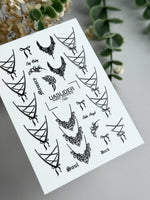 Gothic Lace Nail Decals — Corset Lines Bows Dark Script | 799 - UASLIDER