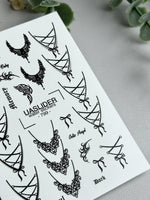 Gothic Lace Nail Decals — Corset Lines Bows Dark Script | 799 - UASLIDER