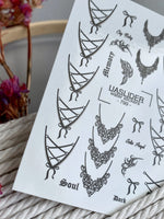 Gothic Lace Nail Decals — Corset Lines Bows Dark Script | 799 - UASLIDER