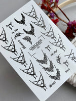 Gothic Lace Nail Decals — Corset Lines Bows Dark Script | 799 - UASLIDER