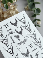 Gothic Lace Nail Decals — Corset Lines Bows Dark Script | 799 - UASLIDER