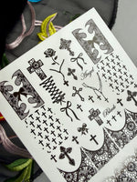 Gothic Nail Decals — Black Crosses, Lace & "Angel" Text | 783 - UASLIDER