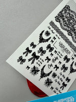 Gothic Nail Decals — Black Lace, Bows, Spiderwebs & Script | 775 - UASLIDER