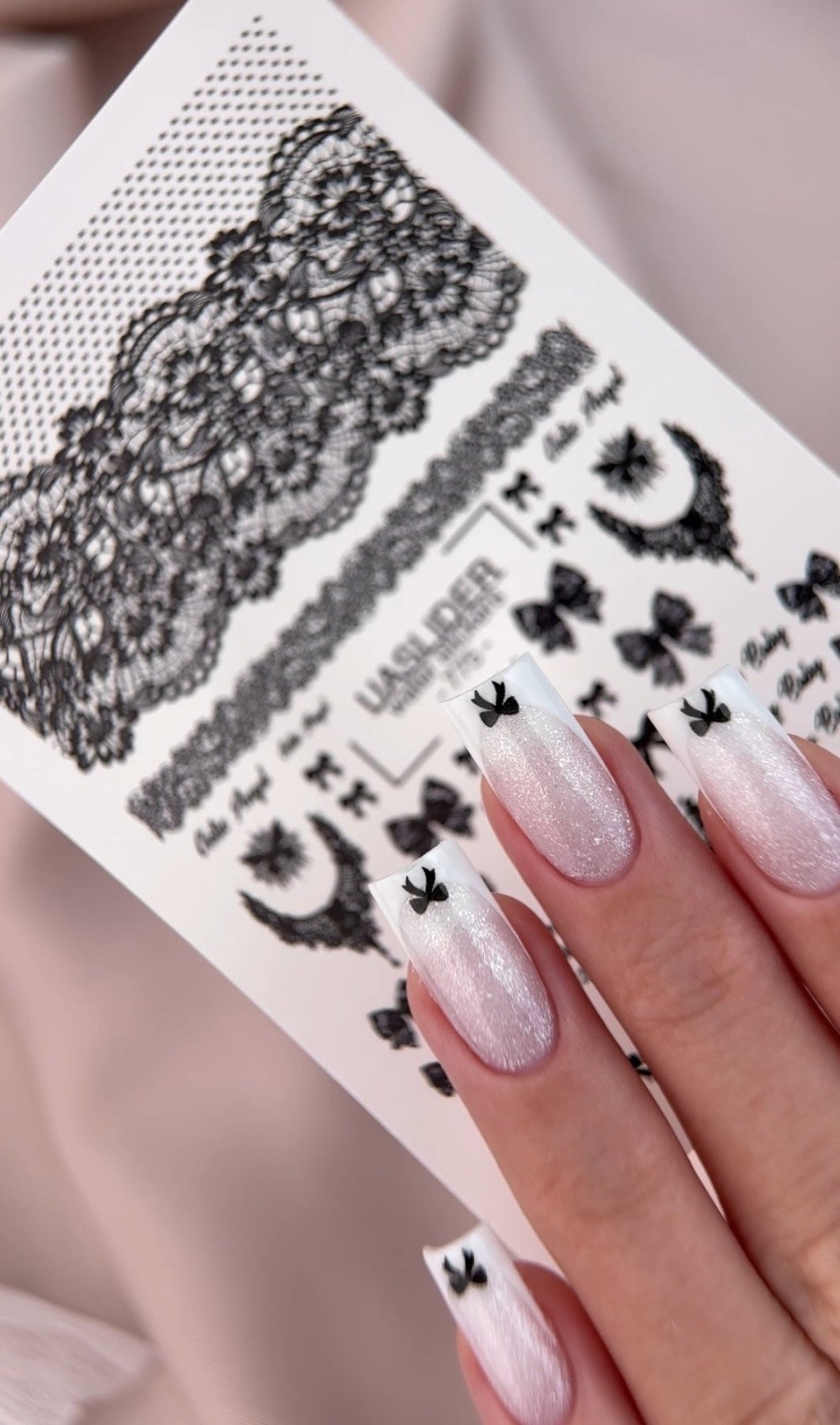 Gothic Nail Decals — Black Lace, Bows, Spiderwebs & Script | 775 - UASLIDER