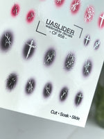 Gothic Nail Decals — Crosses & Thorns on Aura Blush | CF - 858 - UASLIDER
