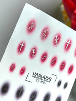 Gothic Nail Decals — Crosses & Thorns on Aura Blush | CF - 858 - UASLIDER