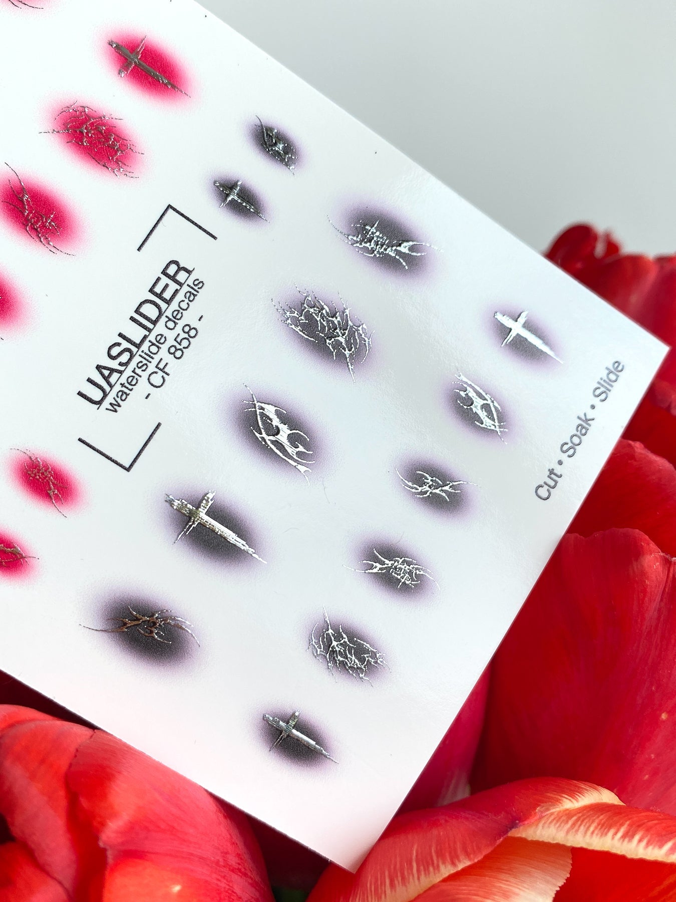 Gothic Nail Decals — Crosses & Thorns on Aura Blush | CF - 858 - UASLIDER