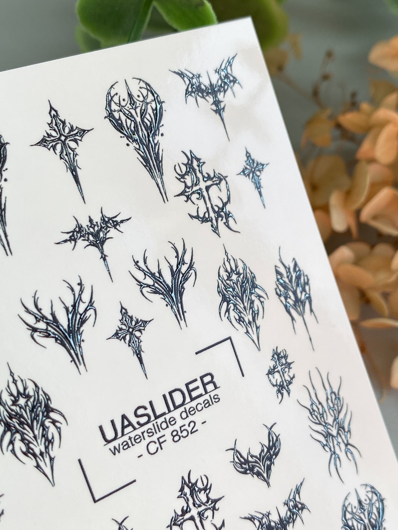Gothic Nail Decals — Dark Tribal Crosses & Thorns | CF - 852 - UASLIDER