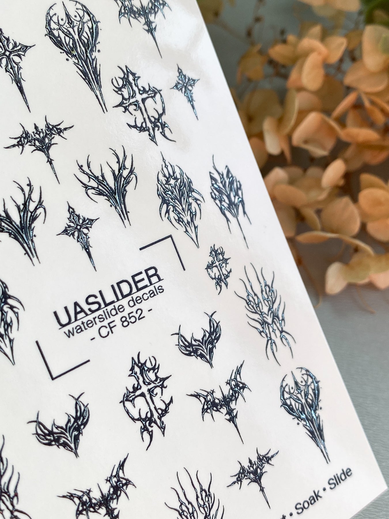 Gothic Nail Decals — Dark Tribal Crosses & Thorns | CF - 852 - UASLIDER