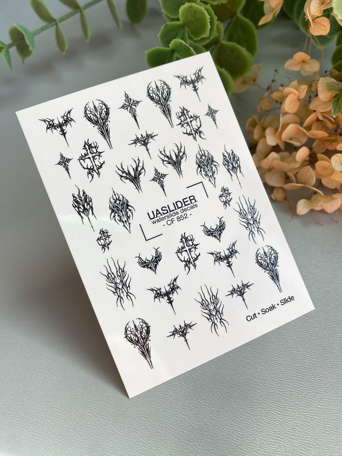 Gothic Nail Decals — Dark Tribal Crosses & Thorns | CF - 852 - UASLIDER