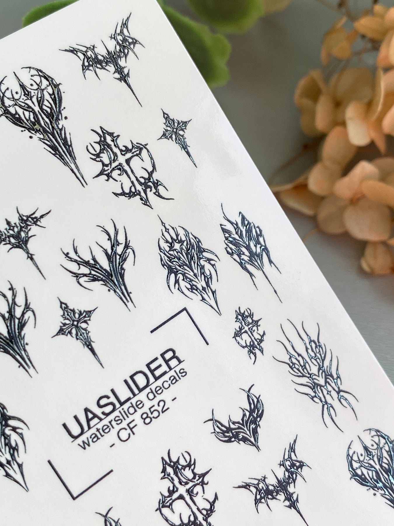 Gothic Nail Decals — Dark Tribal Crosses & Thorns | CF - 852 - UASLIDER